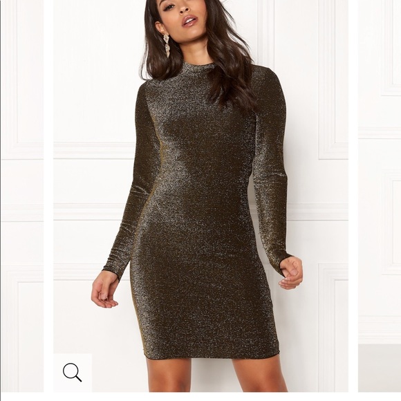 Samsøe & Samsøe Bodycon Gold Knit Mini Party Dress - Picture 2 of 7
